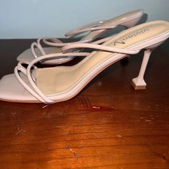 Women's Thong Heels Sandals Square Open Toe Strappy Heeled Sandal Slip - Picture 1 of 11